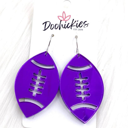 2" Shiny Football Acrylic Dangles -Sports Earrings by Doohickies Wholesale