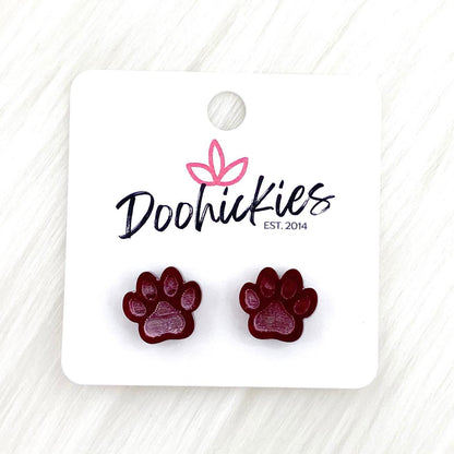 13mm Shiny Acrylic Paws & Claws -Sports Earrings by Doohickies Wholesale