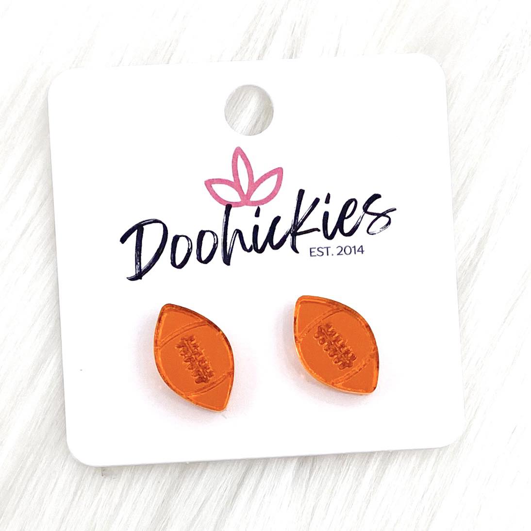 12mm Shiny Acrylic Footballs -Sports Earrings by Doohickies Wholesale