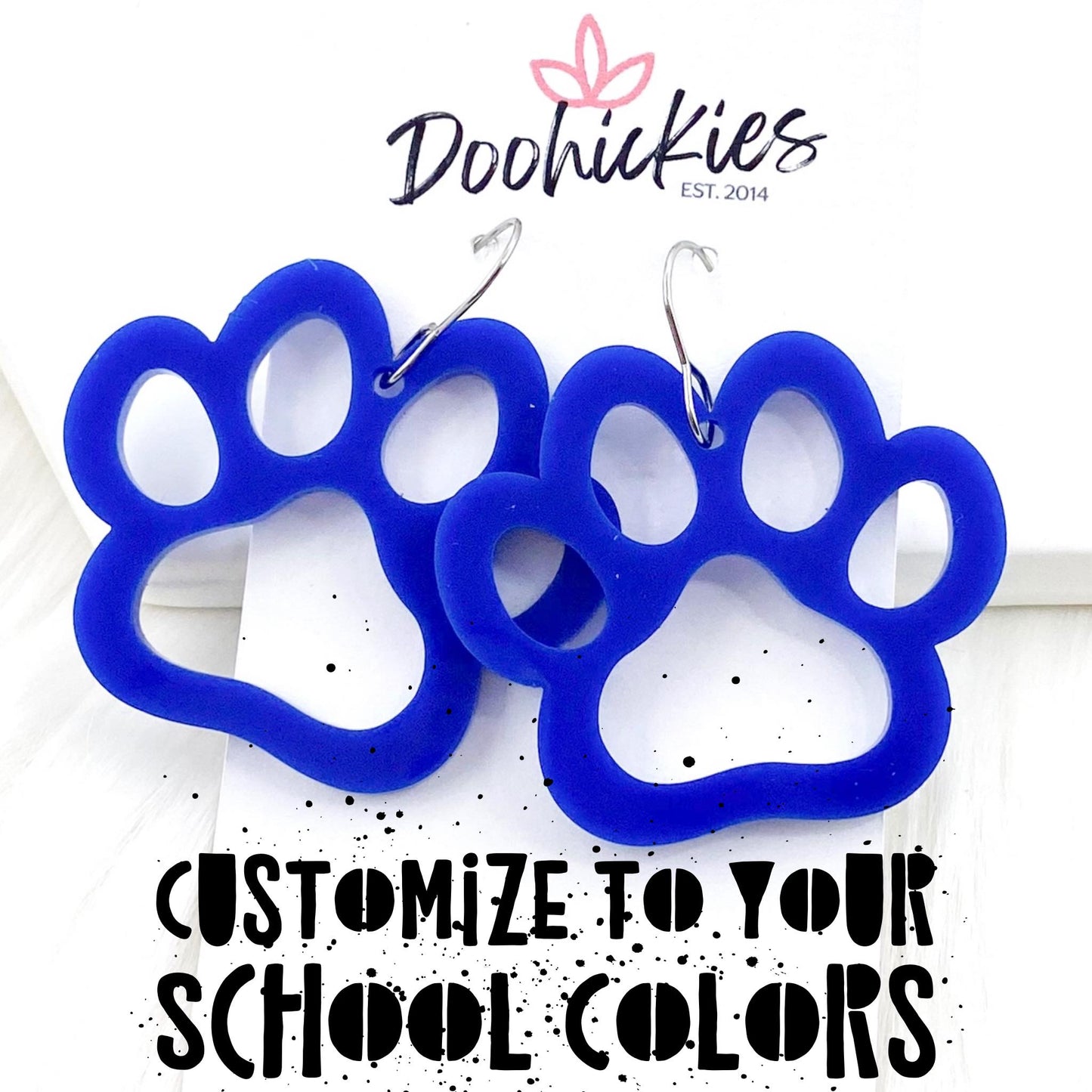 2" Custom Acrylic Cutout Paws -Spirit Earrings by Doohickies Wholesale