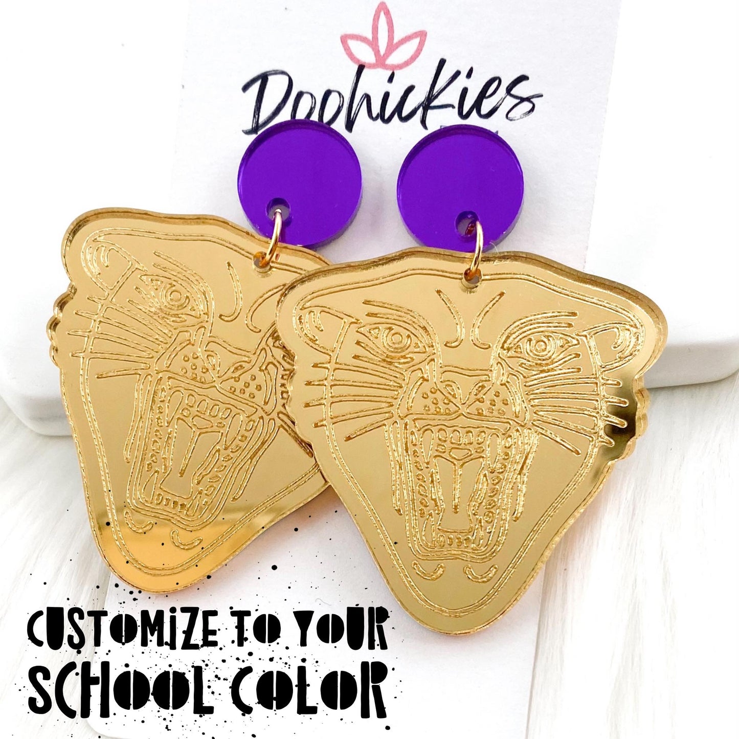 2.25" Custom Wildcat Acrylic Dangles -Spirit Earrings by Doohickies Wholesale