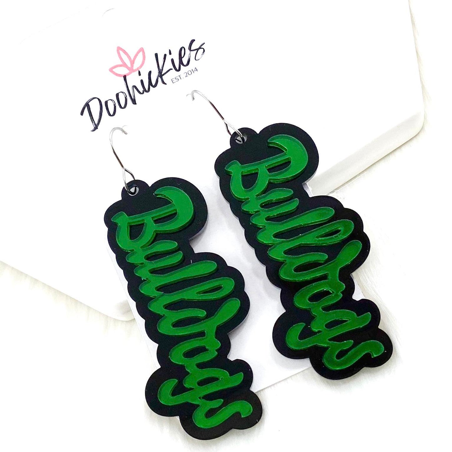 2.75" Custom Layered Mascot Acrylics (Comment w/Mascots) - Spirit Earrings by Doohickies Wholesale