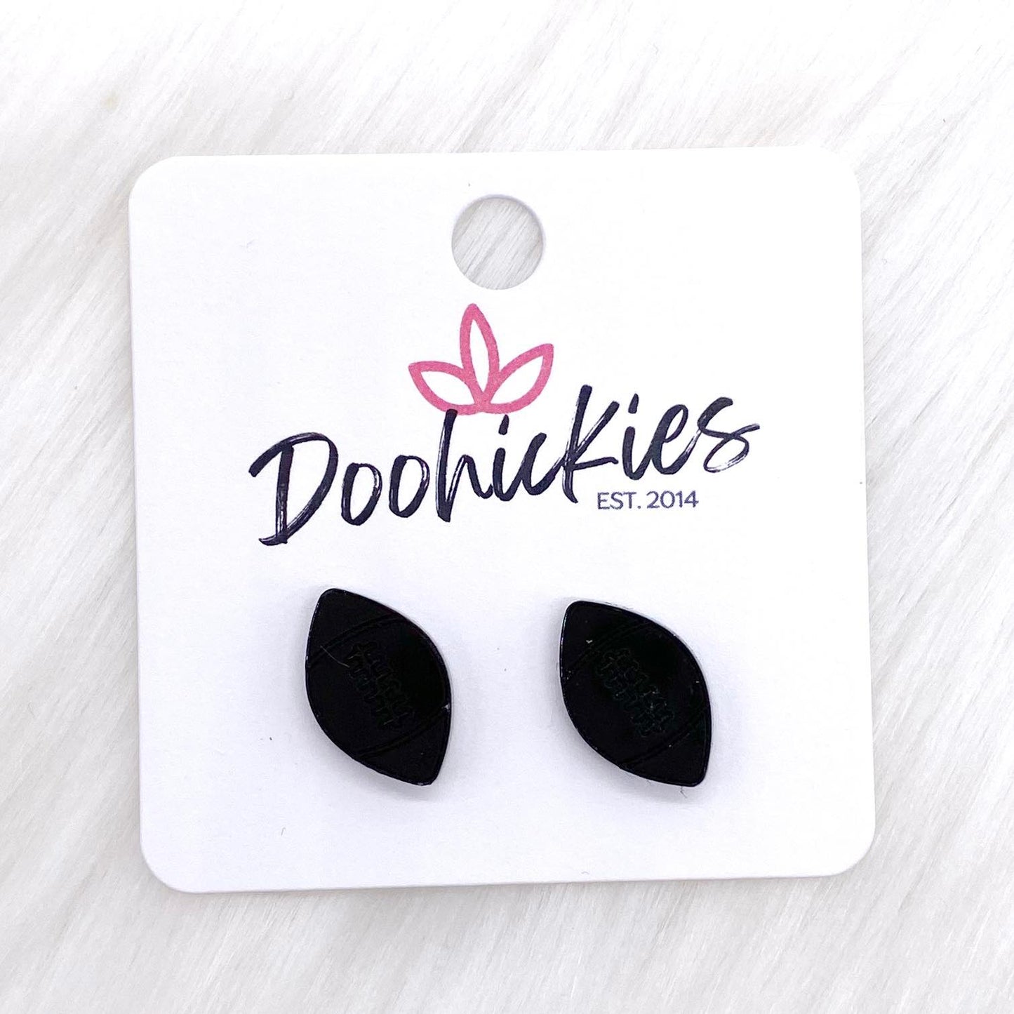 12mm Shiny Acrylic Footballs -Sports Earrings by Doohickies Wholesale