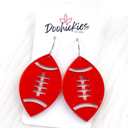 2" Shiny Football Acrylic Dangles -Sports Earrings by Doohickies Wholesale