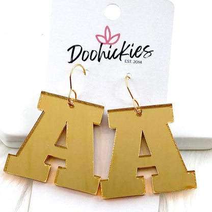 1.5" Shiny Varsity Letters (Leave note w/Letters) -Spirit Earrings by Doohickies Wholesale