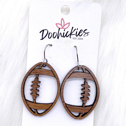 Wood Cutout Football Collection-Sports Earrings by Doohickies Wholesale