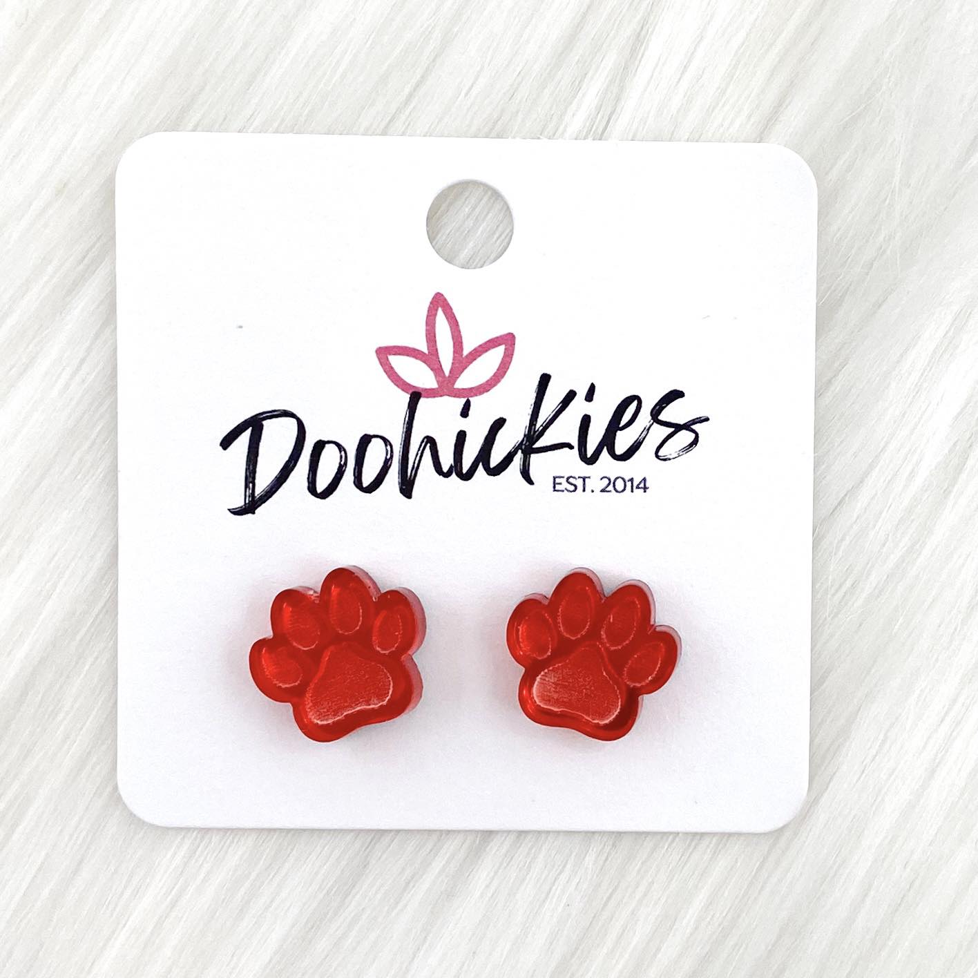 13mm Shiny Acrylic Paws & Claws -Sports Earrings by Doohickies Wholesale