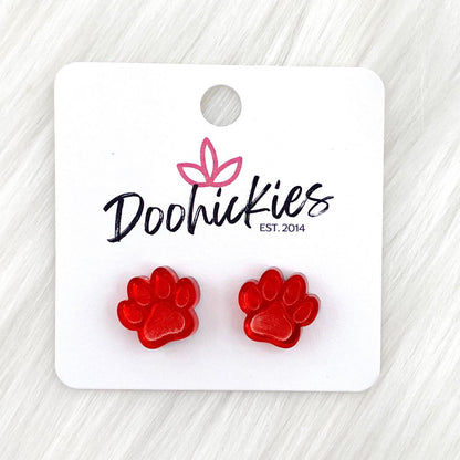 13mm Shiny Acrylic Paws & Claws -Sports Earrings by Doohickies Wholesale