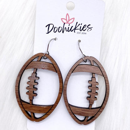 Wood Cutout Football Collection-Sports Earrings by Doohickies Wholesale