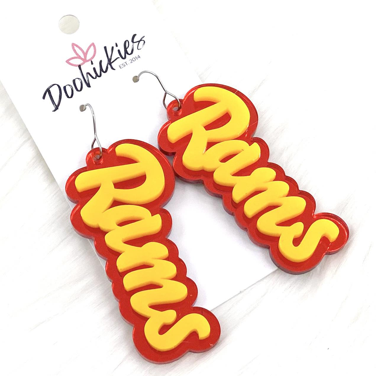 2.75" Custom Layered Mascot Acrylics (Comment w/Mascots) - Spirit Earrings by Doohickies Wholesale