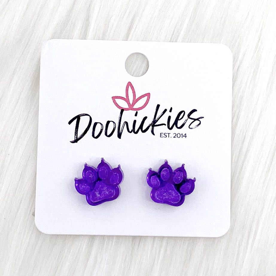 13mm Shiny Acrylic Paws & Claws -Sports Earrings by Doohickies Wholesale