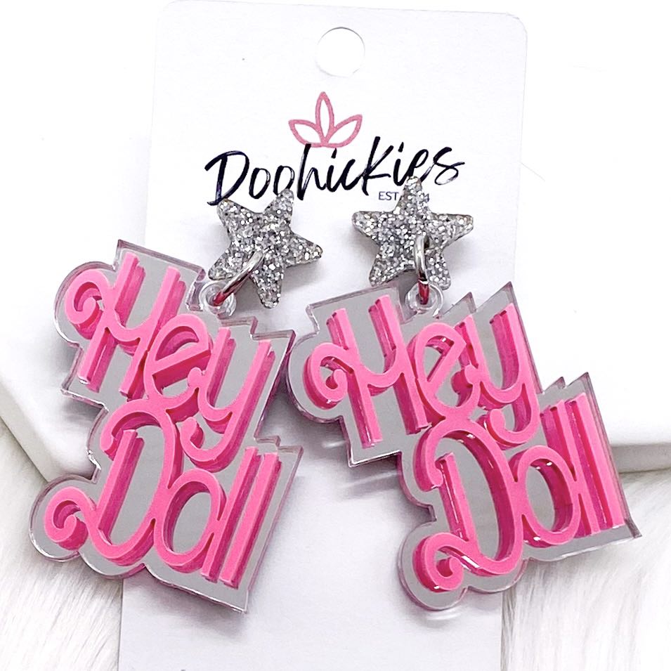 2.25" Hey Doll Acrylic Dangles -Earrings by Doohickies Wholesale