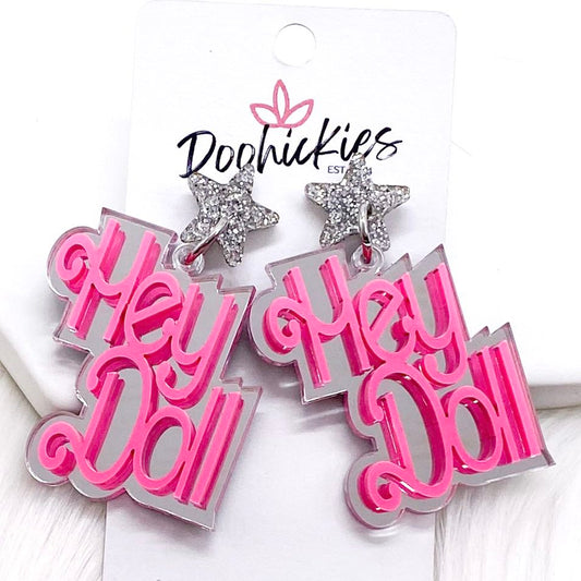 2.25" Hey Doll Acrylic Dangles -Earrings by Doohickies Wholesale