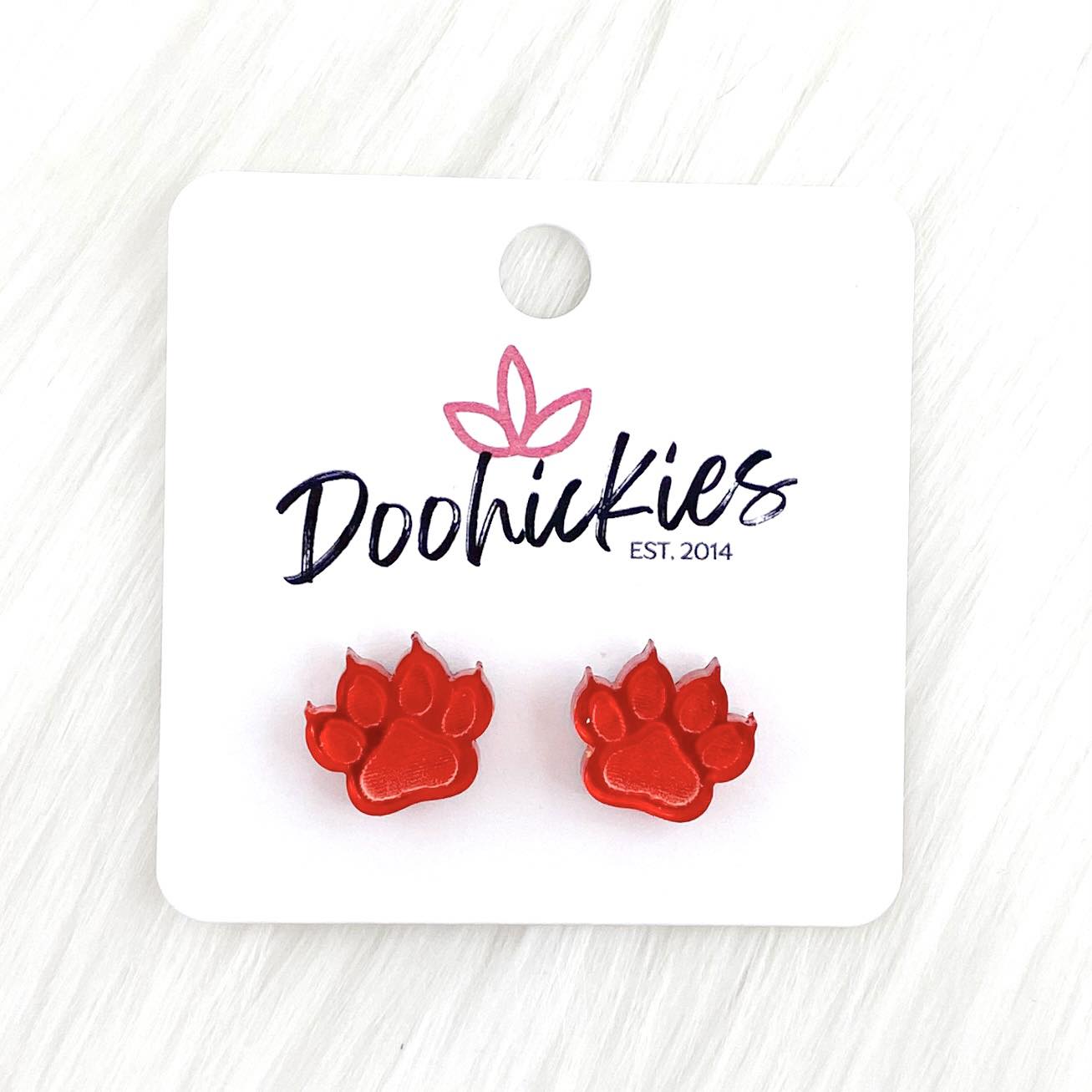 13mm Shiny Acrylic Paws & Claws -Sports Earrings by Doohickies Wholesale