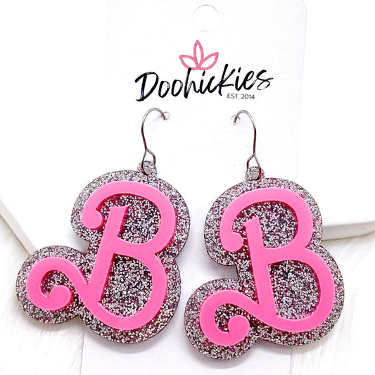 1.75" Glitzy Layered B Acrylics -Earrings by Doohickies Wholesale