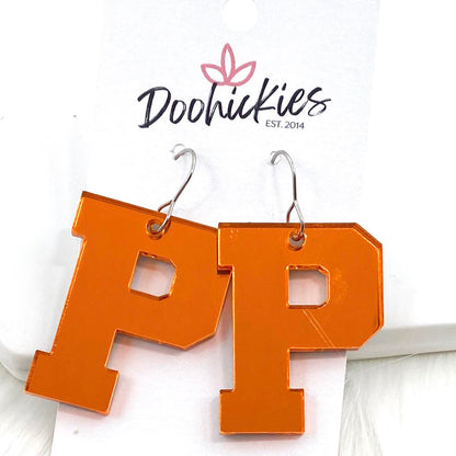 1.5" Shiny Varsity Letters (Leave note w/Letters) -Spirit Earrings by Doohickies Wholesale