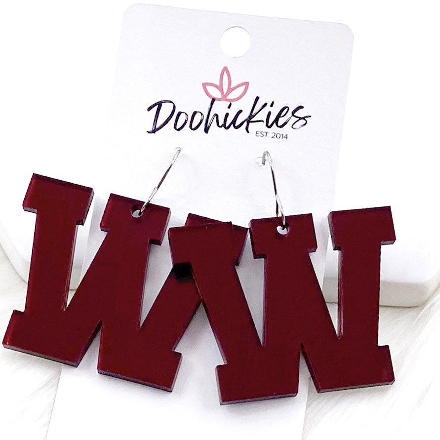 1.5" Shiny Varsity Letters (Leave note w/Letters) -Spirit Earrings by Doohickies Wholesale