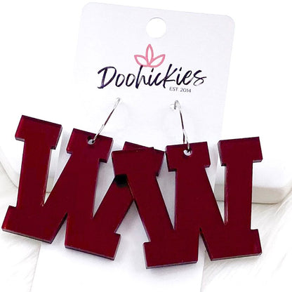 1.5" Shiny Varsity Letters (Leave note w/Letters) -Spirit Earrings by Doohickies Wholesale