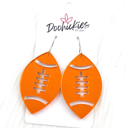 2" Shiny Football Acrylic Dangles -Sports Earrings by Doohickies Wholesale