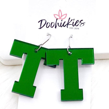 1.5" Shiny Varsity Letters (Leave note w/Letters) -Spirit Earrings by Doohickies Wholesale