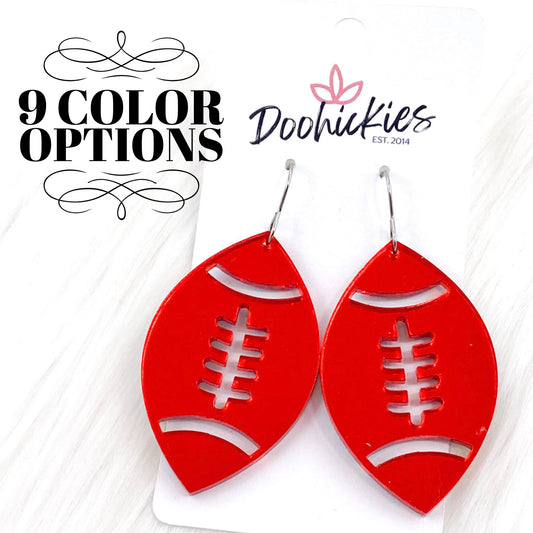 2" Shiny Football Acrylic Dangles -Sports Earrings by Doohickies Wholesale