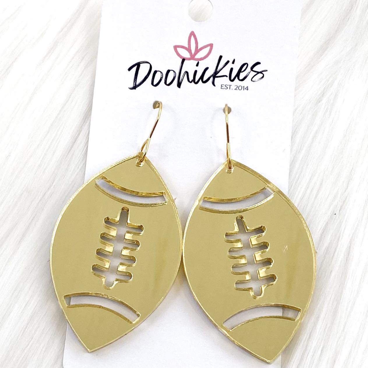 2" Shiny Football Acrylic Dangles -Sports Earrings by Doohickies Wholesale