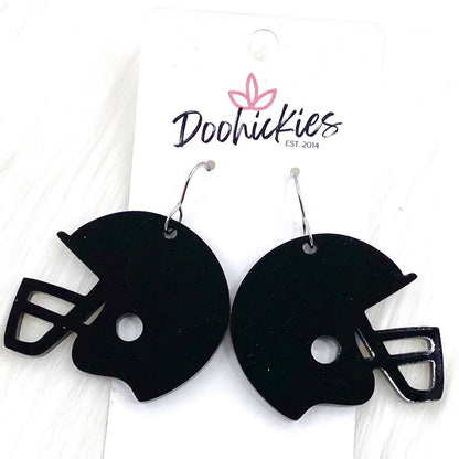 1.5" Shiny Helmet Acrylic Dangles -Sports Earrings by Doohickies Wholesale