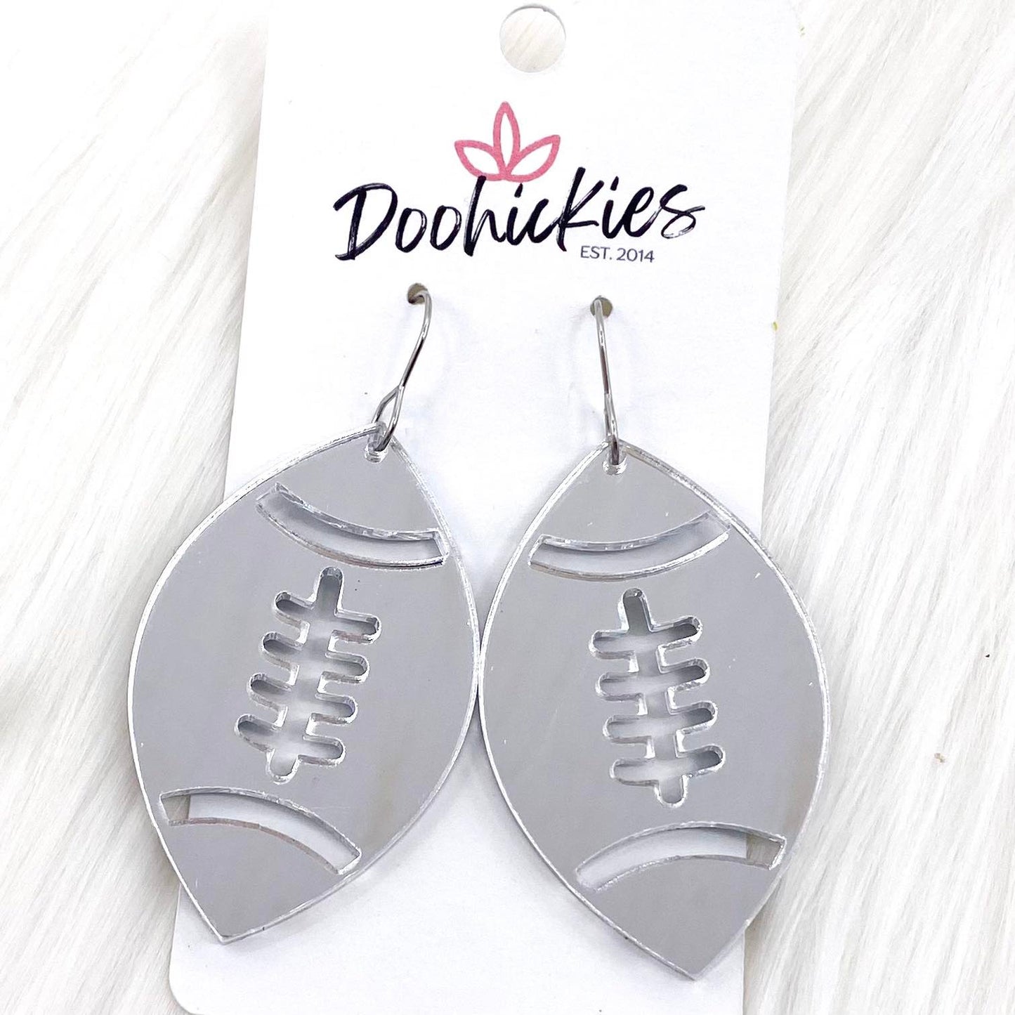 2" Shiny Football Acrylic Dangles -Sports Earrings by Doohickies Wholesale