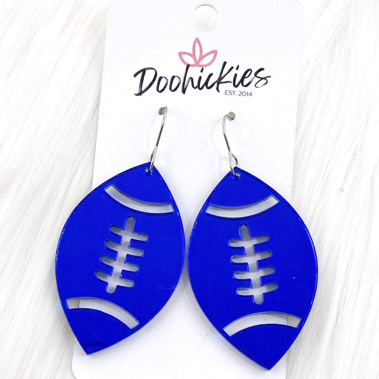 2" Shiny Football Acrylic Dangles -Sports Earrings by Doohickies Wholesale