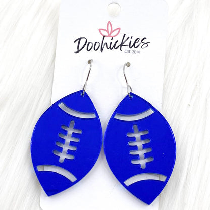 2" Shiny Football Acrylic Dangles -Sports Earrings by Doohickies Wholesale