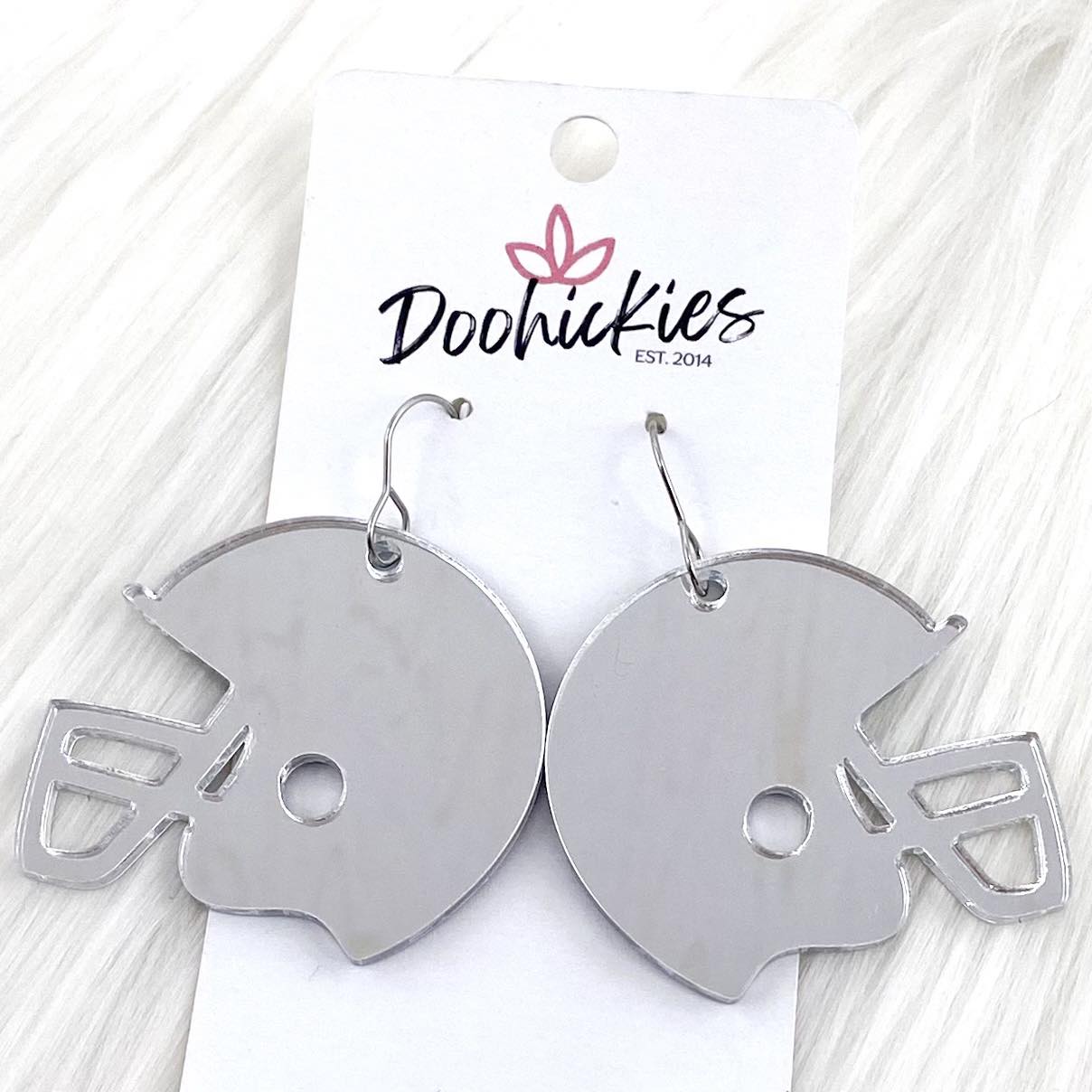 1.5" Shiny Helmet Acrylic Dangles -Sports Earrings by Doohickies Wholesale