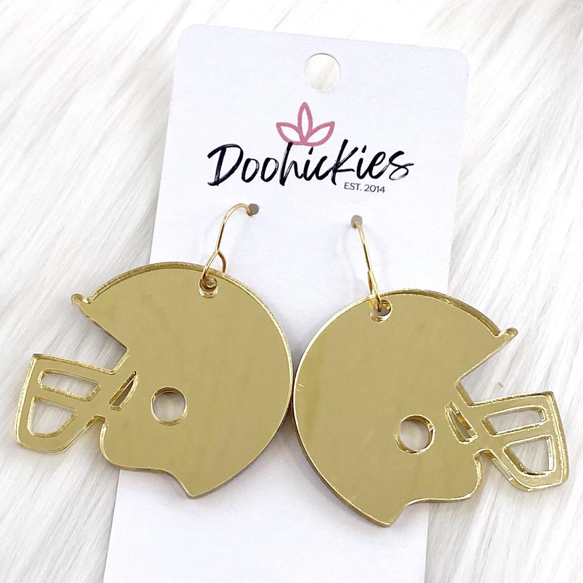 1.5" Shiny Helmet Acrylic Dangles -Sports Earrings by Doohickies Wholesale