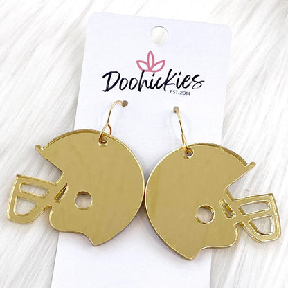 1.5" Shiny Helmet Acrylic Dangles -Sports Earrings by Doohickies Wholesale