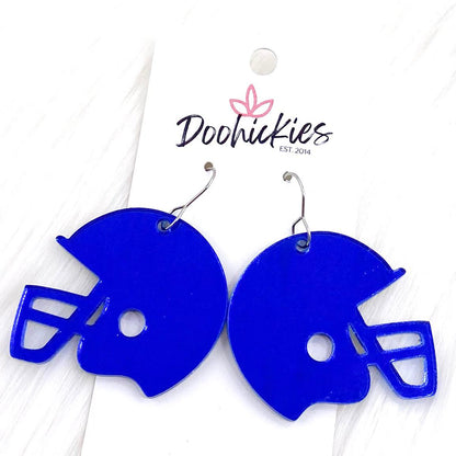 1.5" Shiny Helmet Acrylic Dangles -Sports Earrings by Doohickies Wholesale