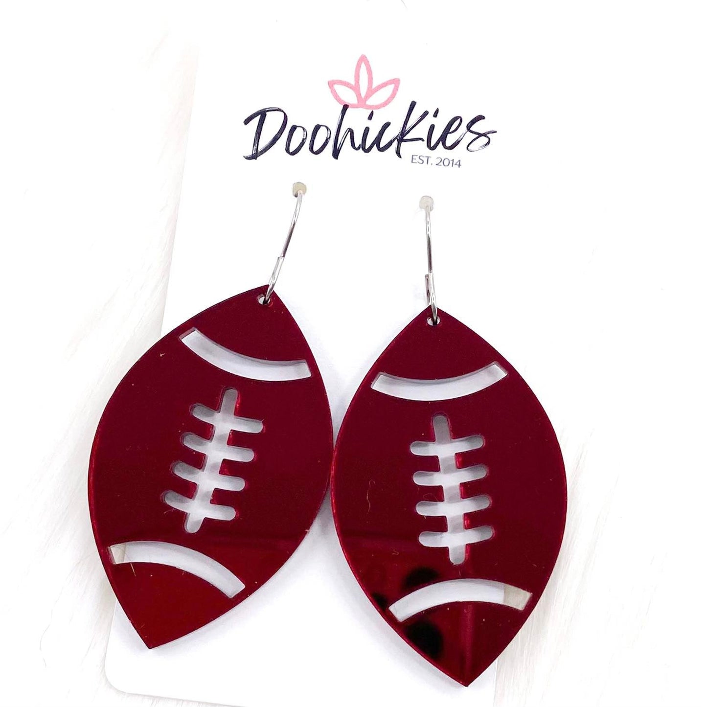 2" Shiny Football Acrylic Dangles -Sports Earrings by Doohickies Wholesale