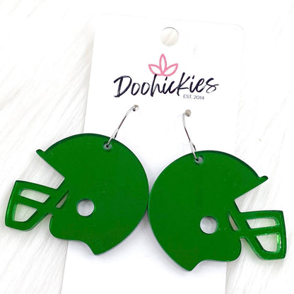 1.5" Shiny Helmet Acrylic Dangles -Sports Earrings by Doohickies Wholesale