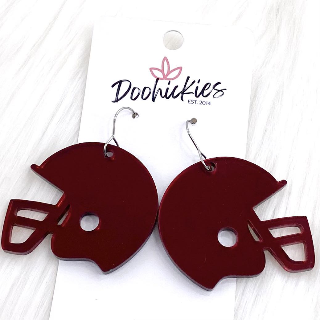 1.5" Shiny Helmet Acrylic Dangles -Sports Earrings by Doohickies Wholesale