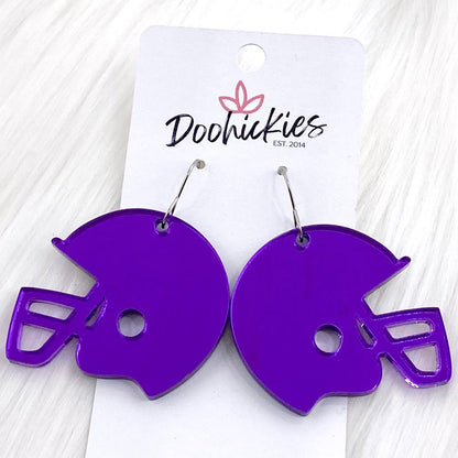 1.5" Shiny Helmet Acrylic Dangles -Sports Earrings by Doohickies Wholesale