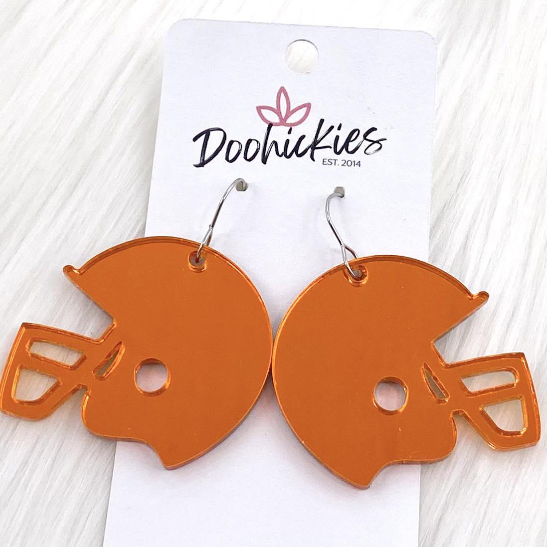 1.5" Shiny Helmet Acrylic Dangles -Sports Earrings by Doohickies Wholesale