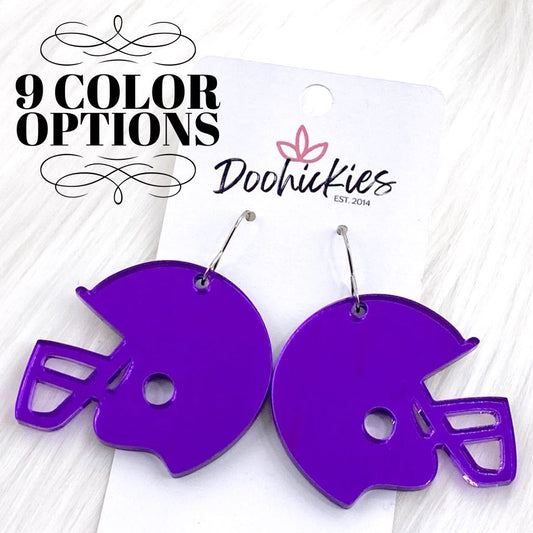 1.5" Shiny Helmet Acrylic Dangles -Sports Earrings by Doohickies Wholesale