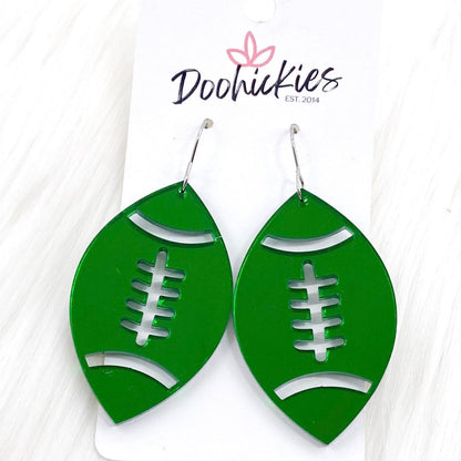 2" Shiny Football Acrylic Dangles -Sports Earrings by Doohickies Wholesale