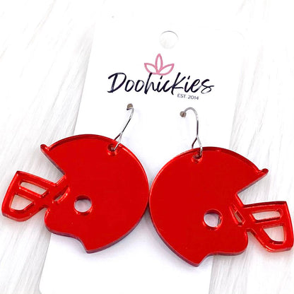 1.5" Shiny Helmet Acrylic Dangles -Sports Earrings by Doohickies Wholesale