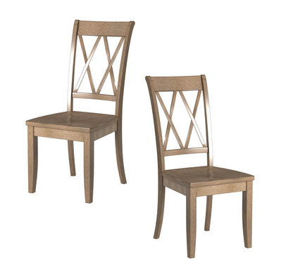 Casual Brown Finish Side Chairs Set of 2 Pine Veneer Transitional Double-X Back Design Dining Room Furniture