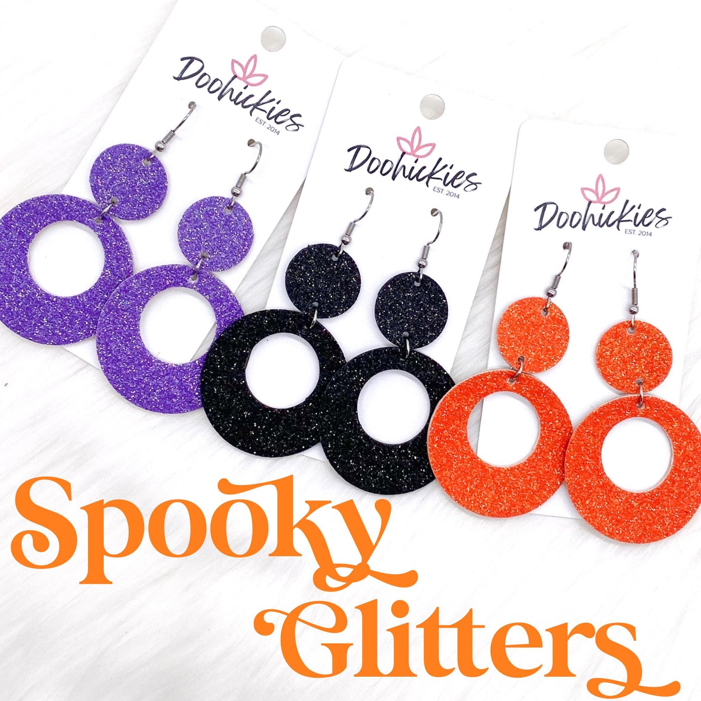 2.25" Spooky Glitters Lil' O's- Halloween Earrings by Doohickies Wholesale