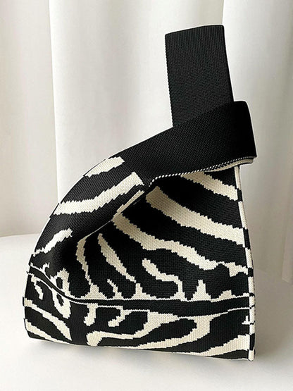 Original Contrast Color Zebra-Stripe Woven Handbags Bags Accessories by migunica