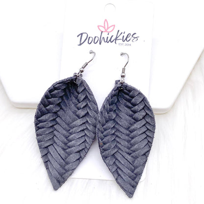 2.5" Fall Braided Petals -Fall Leather Earrings by Doohickies Wholesale