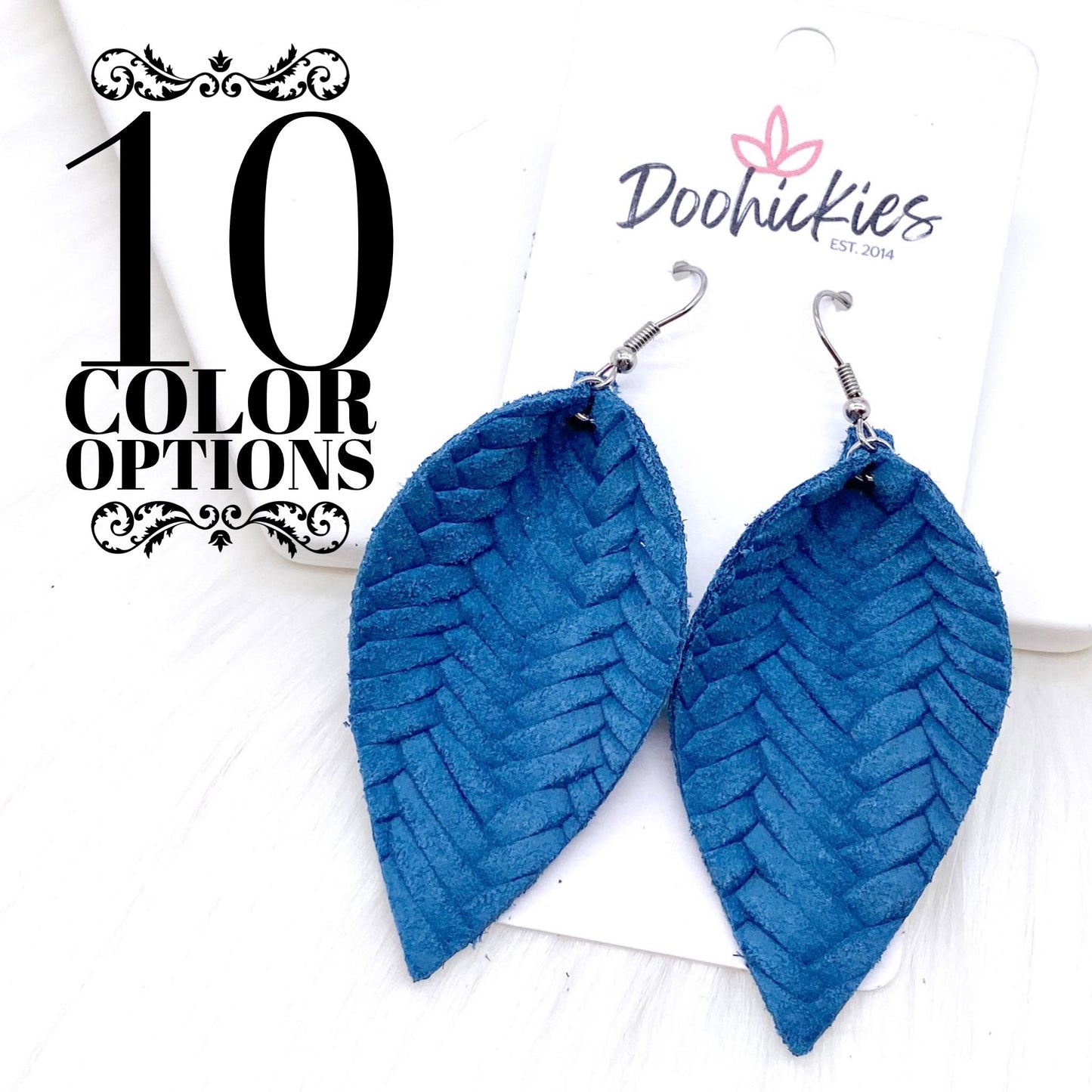 2.5" Fall Braided Petals -Fall Leather Earrings by Doohickies Wholesale