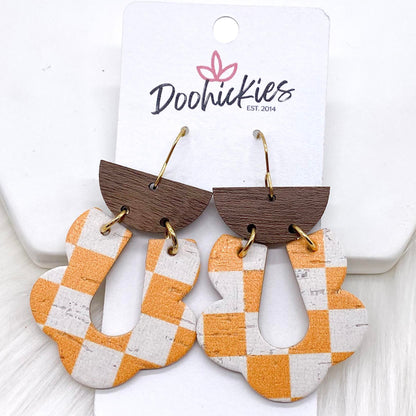 2.5" Walnut & Fall Cork Loopies- Fall Earrings by Doohickies Wholesale