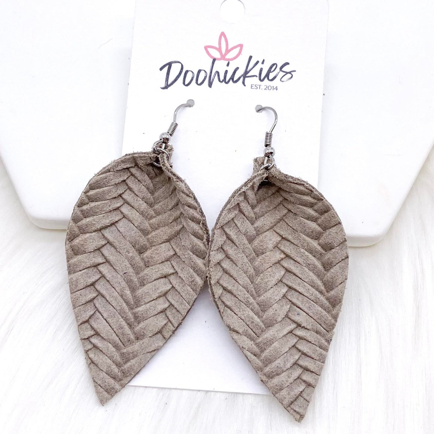 2.5" Fall Braided Petals -Fall Leather Earrings by Doohickies Wholesale