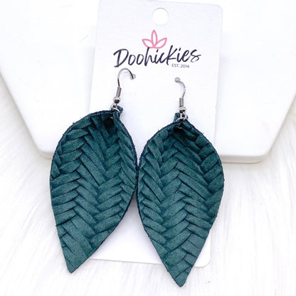 2.5" Fall Braided Petals -Fall Leather Earrings by Doohickies Wholesale